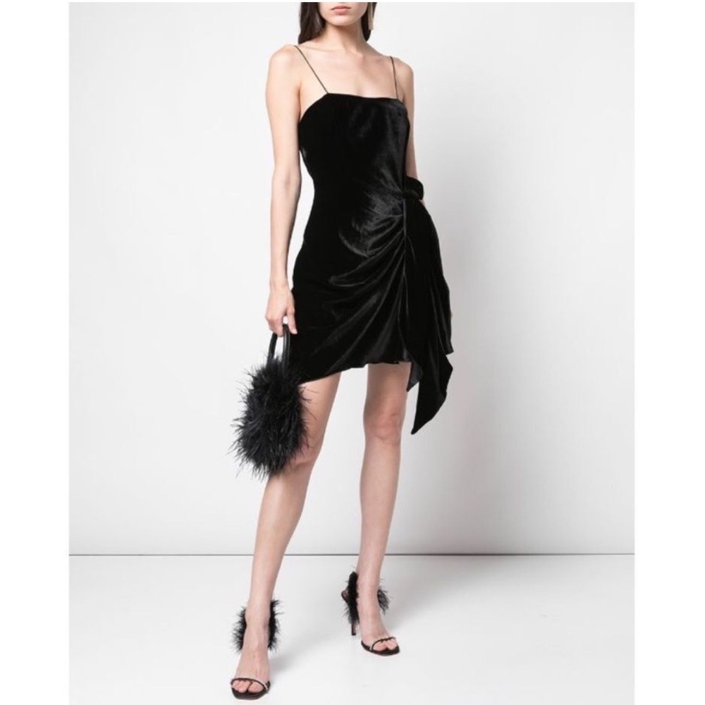 Cinq A Sept Kiki Velvet Bow Square Neck Sheath Mini Dress Cocktail Party Black 6